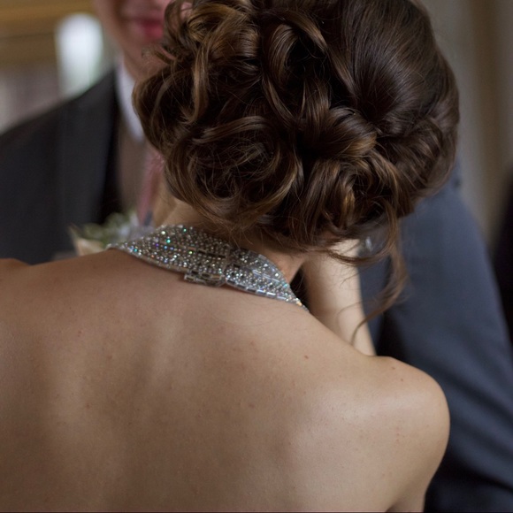 Gorgeous Mauve Taffeta Prom Halter Prom Dress - Picture 6 of 6